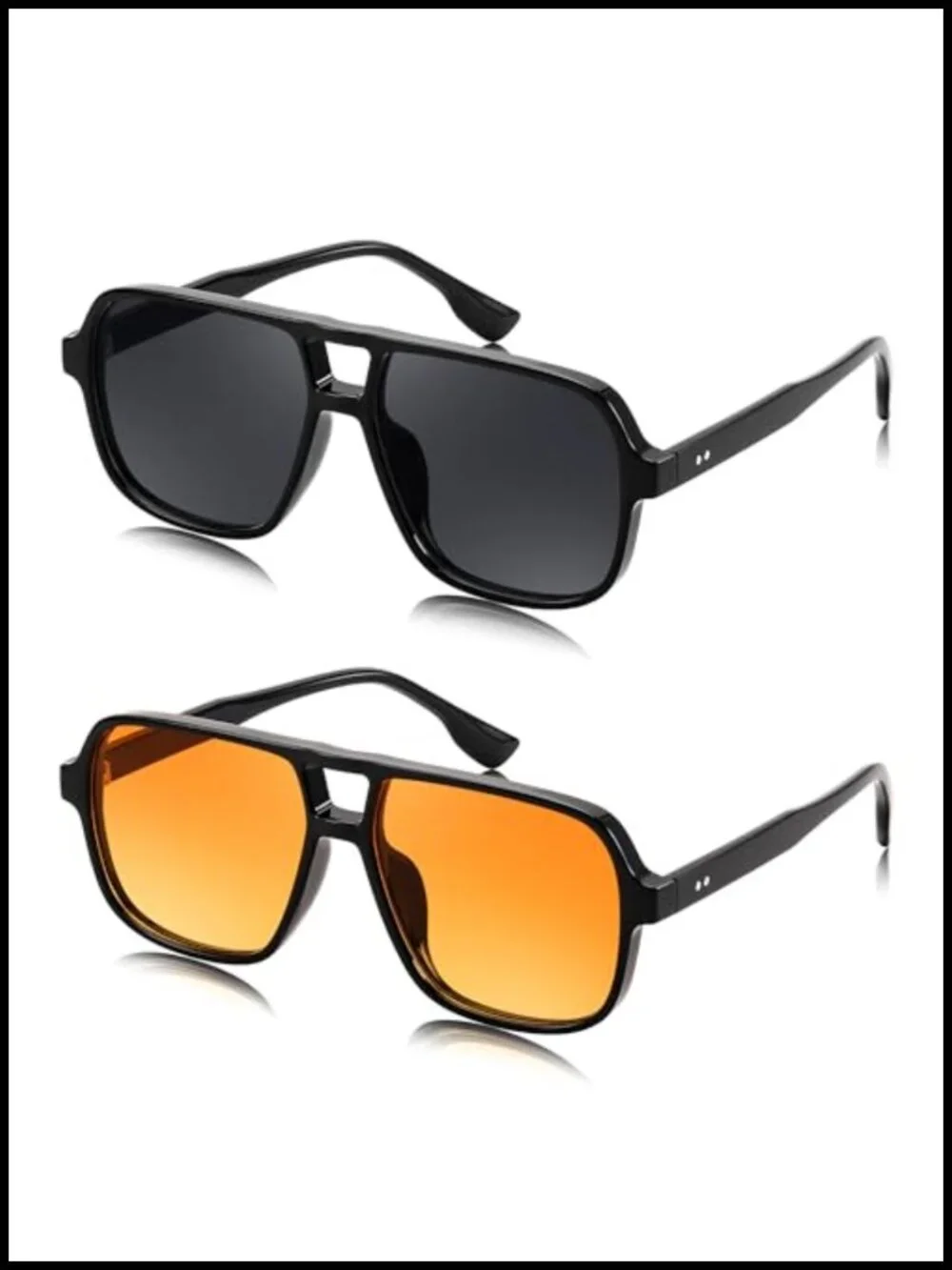 Retro Square Aviator Sunglasses UV400 Plastic Frame